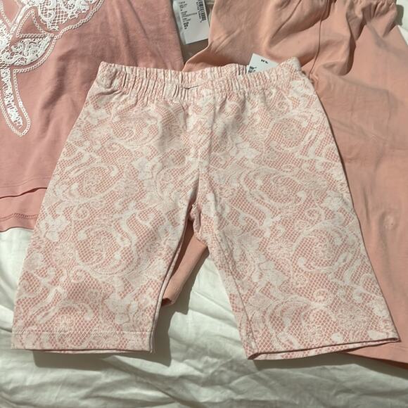 Children’s place 4 pale pink floral capri bike shorts tank top NWT - Picture 8 of 11